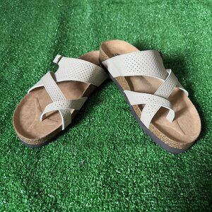 Cliffs by White Mountain Hackie Leather Slide Footbed Casual Sandal Size 5.5 NEW